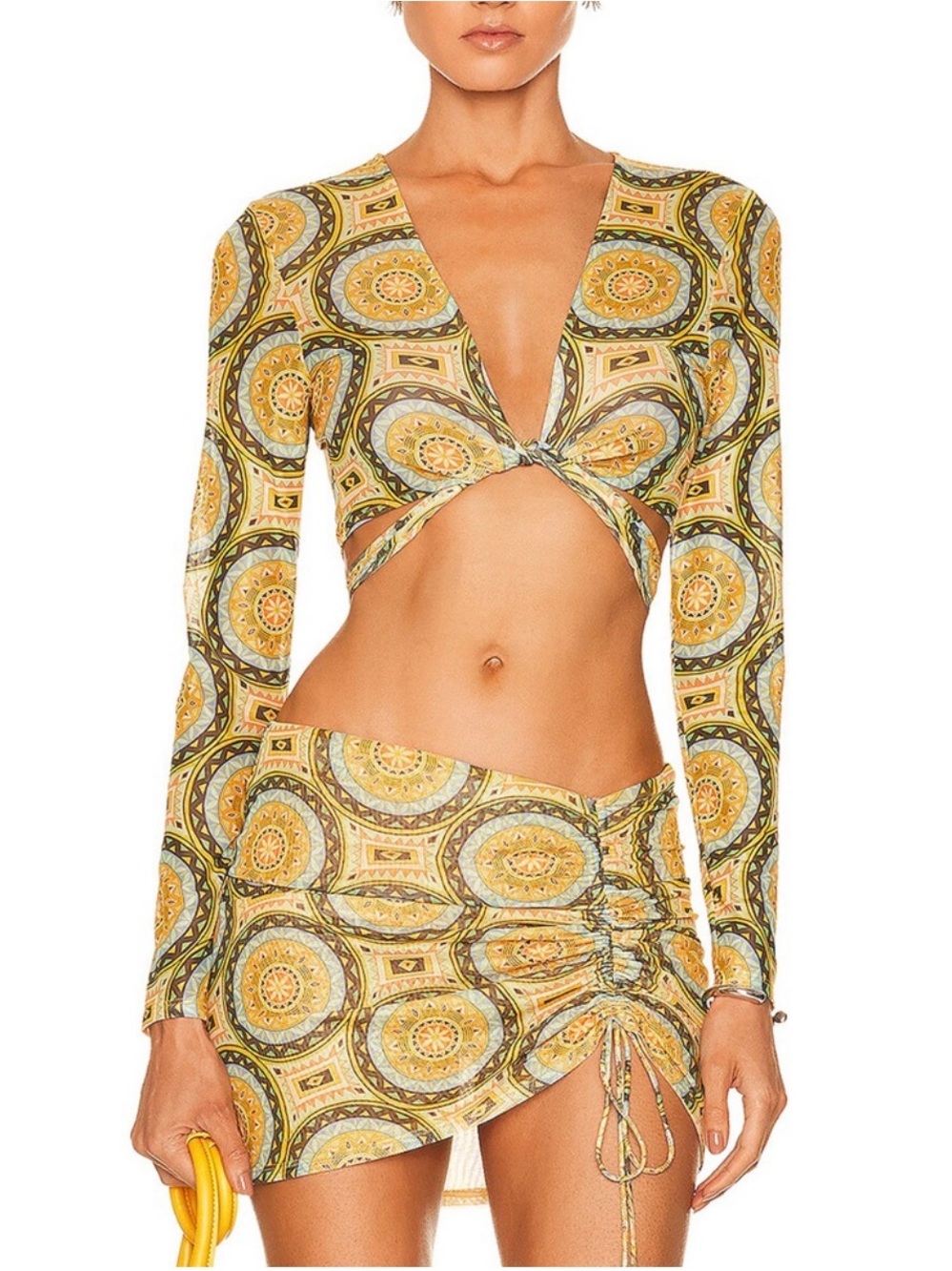Alexis - Aztec Printed Tie-Front Swim Coverup Set (top and skirt) - Picture 3 of 3